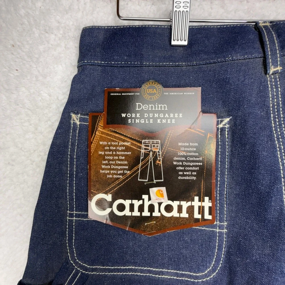 Carhartt B03 DNM Mens Denim Logger Dungaree Carpenter Pants Blue 29x30 NWT